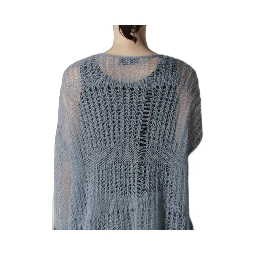 Sheer Plaid Boat Neck Knit