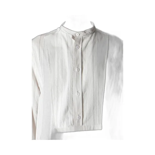 Stripe Shrink-Finish Front Cloth Blouse