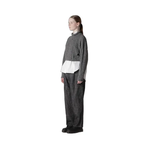 Slub Wool Design Knit Short Pullover
