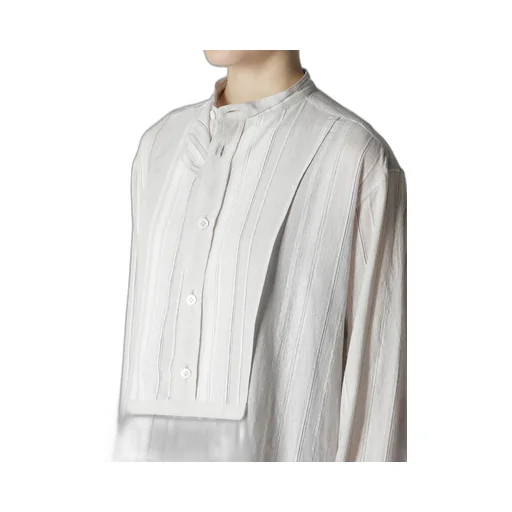 Stripe Shrink-Finish Front Cloth Blouse