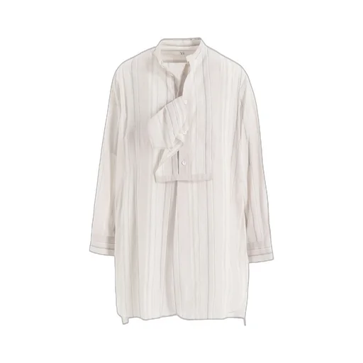 Stripe Shrink-Finish Front Cloth Blouse