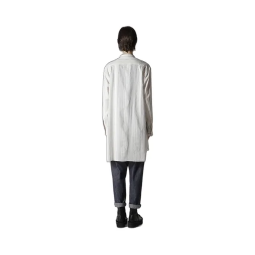 Stripe Shrink-Finish Front Cloth Blouse