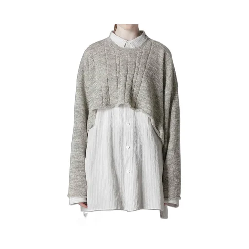 Slub Wool Design Knit Pullover