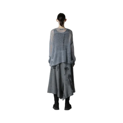Sheer Plaid Boat Neck Knit