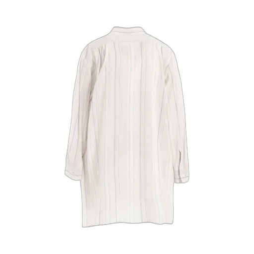 Stripe Shrink-Finish Front Cloth Blouse