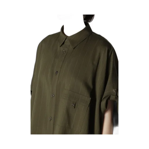 W/Ry Stripe Rolled Sleeve Blouse