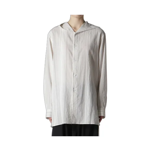 Stripe Shrink-Finish Sailor Collar Blouse