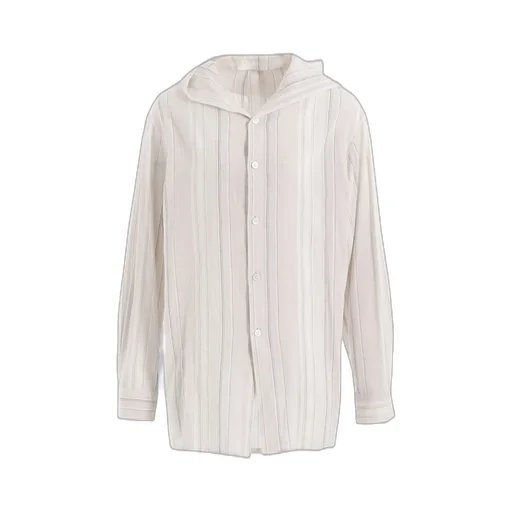 Stripe Shrink-Finish Sailor Collar Blouse