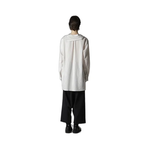 Stripe Shrink-Finish Sailor Collar Blouse