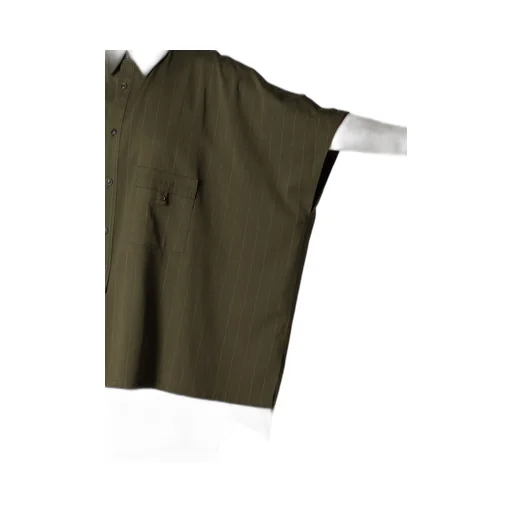 W/Ry Stripe Rolled Sleeve Blouse