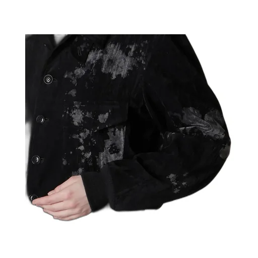 Discharge-Printed Velvet Shirt-Collar Blouson