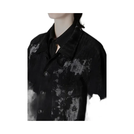 Discharge-Printed Velvet Shirt-Collar Blouson