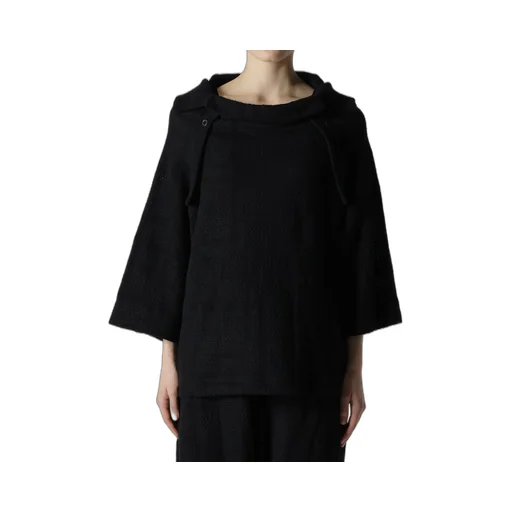 Geometric Sheer Collared Raglan Pullover