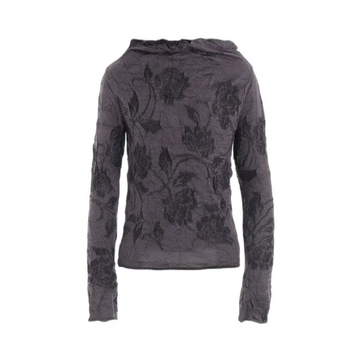 Big Flower Wrinkled Knit Pullover
