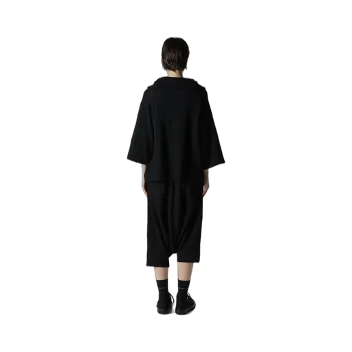 Geometric Sheer Collared Raglan Pullover