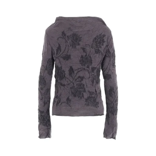 Big Flower Wrinkled Knit Pullover