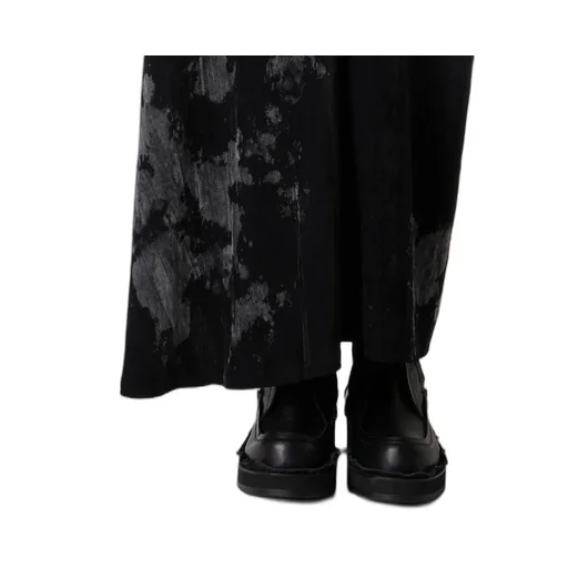 Discharge-Printed Velvet Side Drape Skirt