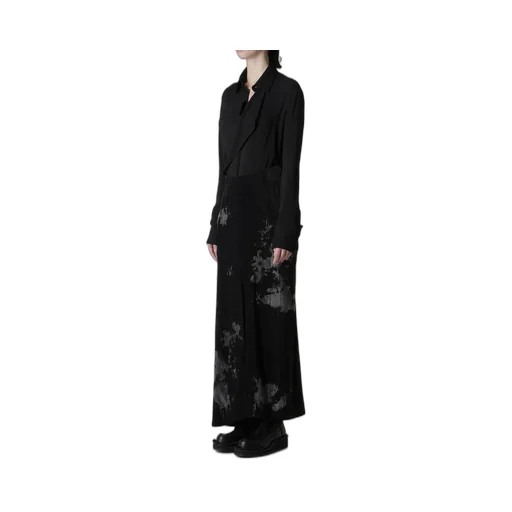 Discharge-Printed Velvet Side Drape Skirt