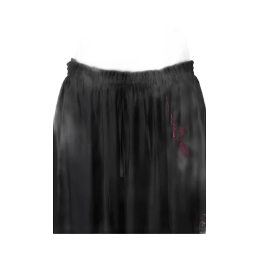 Angel-Print Dungaree Twill Gathered Pants