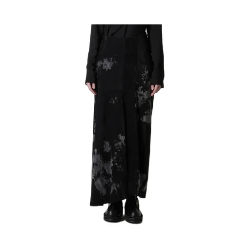 Discharge-Printed Velvet Side Drape Skirt