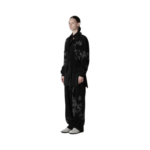Discharge-Printed Velvet Shirt-Collar Blouson