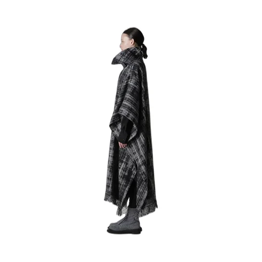 Faded Plaid Jacquard Cloak