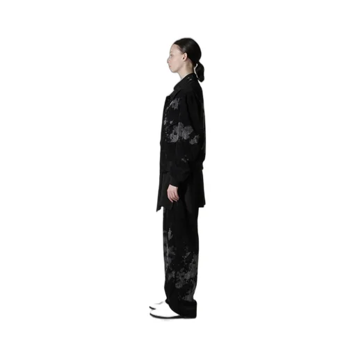 Discharge-Printed Velvet Shirt-Collar Blouson