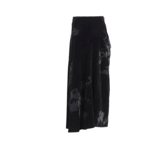 Discharge-Printed Velvet Side Drape Skirt