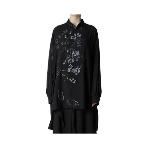 Print Big Blouse Black