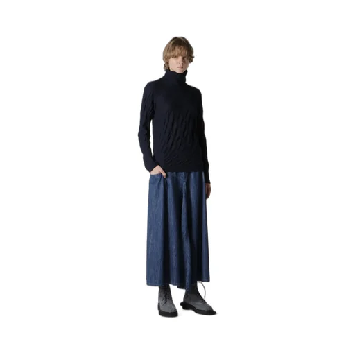 Tucked Diagonal Cable Jq High Neck Long T