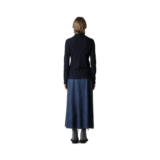 Tucked Diagonal Cable Jq High Neck Long T