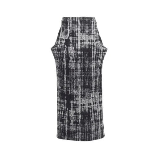 Faded Plaid Jacquard Drop Skirt