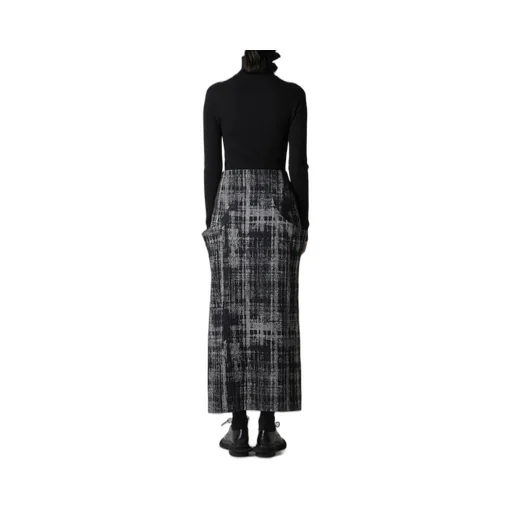 Faded Plaid Jacquard Drop Skirt