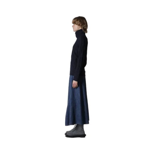 Tucked Diagonal Cable Jq High Neck Long T