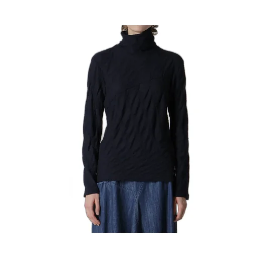 Tucked Diagonal Cable Jq High Neck Long T