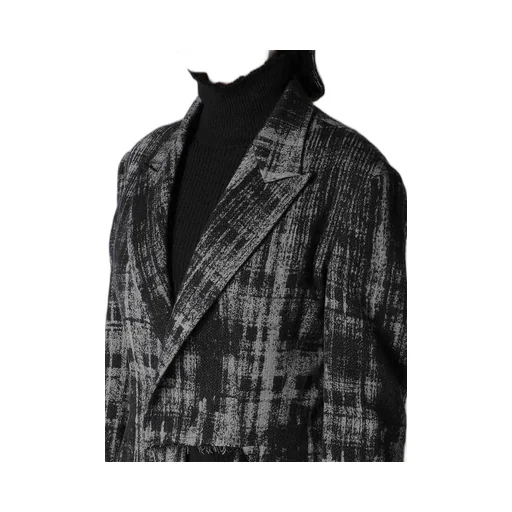 Faded Plaid Jacquard Left Front Cloth Jacket