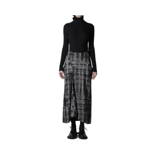 Faded Plaid Jacquard Drop Skirt