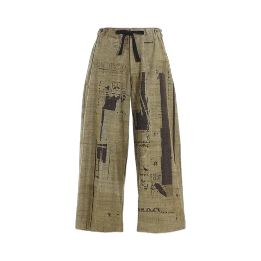 8Oz Denim Collage Print Straight String Pants