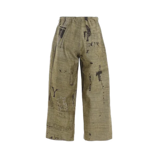 8Oz Denim Collage Print Straight String Pants