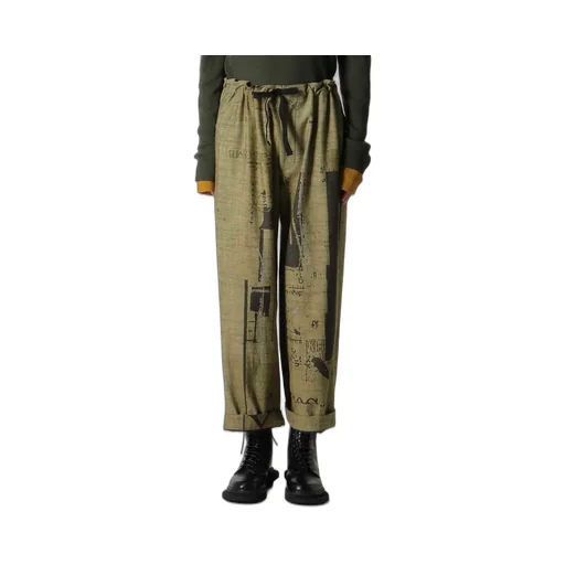 8Oz Denim Collage Print Straight String Pants