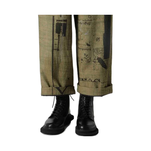 8Oz Denim Collage Print Straight String Pants