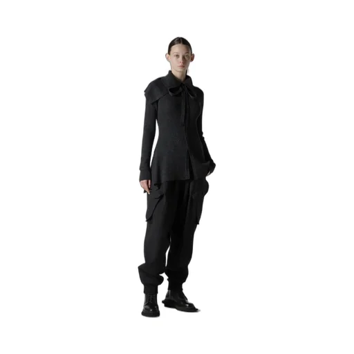 Double Collar Assymetric Cardigan