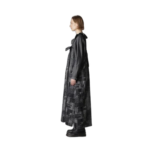 Patchwork Jacquard Front Gather Dress