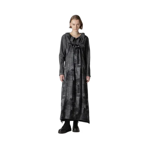 Patchwork Jacquard Front Gather Dress