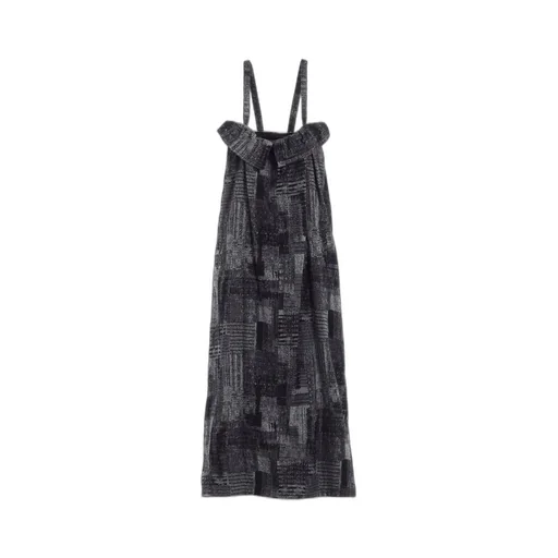 Patchwork Jacquard Front Gather Dress