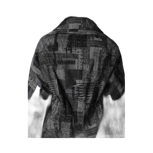 Patchwork Jacquard Off Collar Desgn Jacket