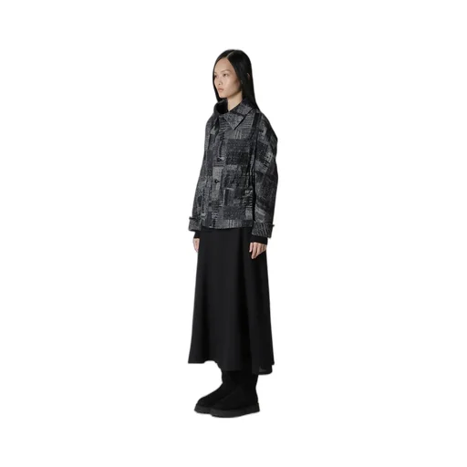 Patchwork Jacquard Off Collar Desgn Jacket