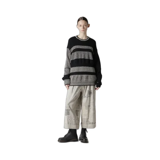 Patchwork Jq Front Tucked Pants