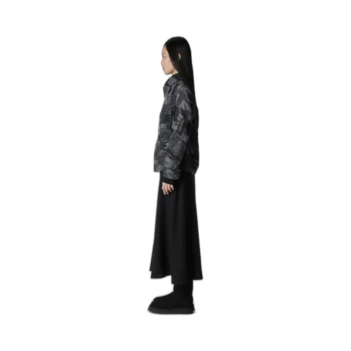Patchwork Jacquard Off Collar Desgn Jacket