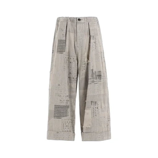 Patchwork Jq Front Tucked Pants